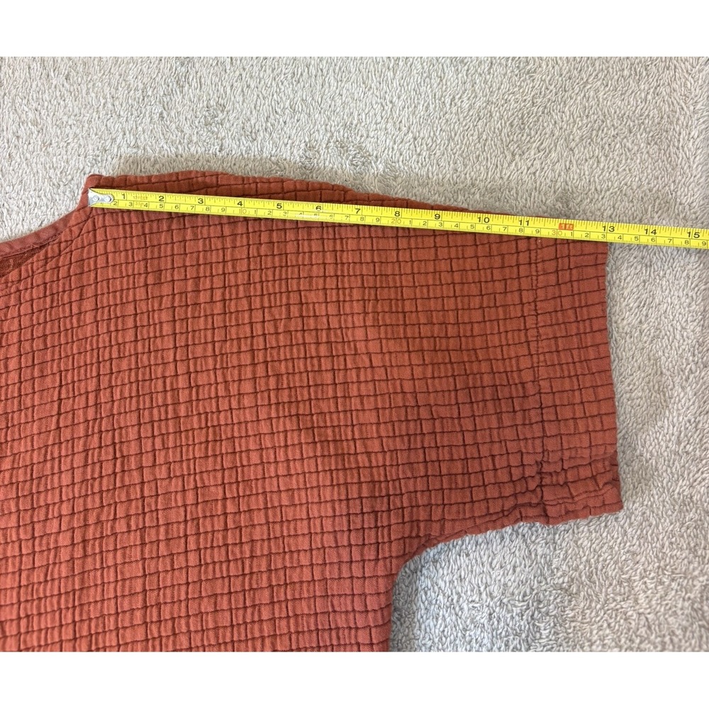 Curator SF Ayana Burnt Orange Waffle Gauze Boxy Drawstring Top Small Made in USA - Picture 10 of 10